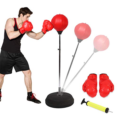 Punching Ball, Punchingball Boxsack Boxball mit Ständer Speedball mit und Pumpe Höhenverstellbarer Standbox-Trainer für Erwachsene oder Kinder von Ejoyous