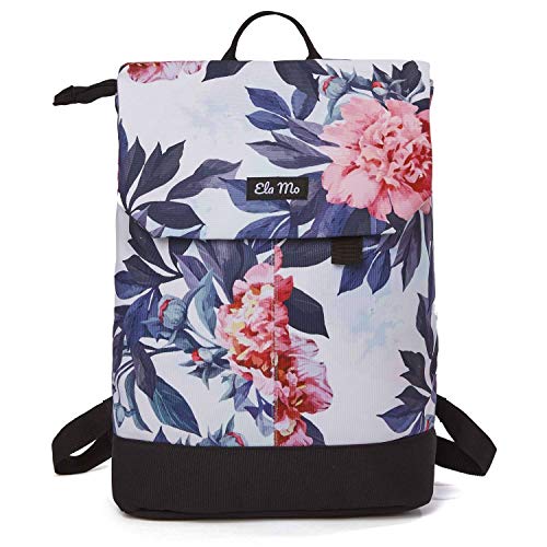 Ela Mo Rucksack Damen - Schön u. Durchdacht - Daypack mit Laptopfach & Anti Diebstahl Tasche für Ausflüge, Uni, Schule u. Büro (Bloom) von Ela Mo