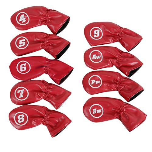 9Pcs wasserdichte Golfplätze Putter Abdeckung Eisen Kopf Abdeckung PU Leder Golfplätze Club Abdeckung Eisen Headcover Golfplätze Club Kopf Abdeckung Set von Eladcncmc