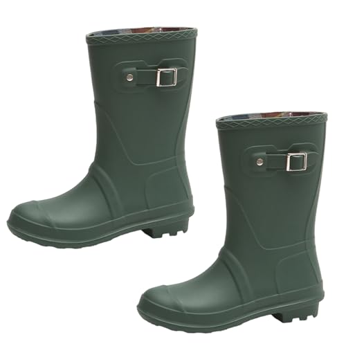 Eladcncmc Waden-Regenstiefel für Mädchen und Damen, Gartenschuhe, hohe Regenstiefel mit bequemen Einlegesohlen, Regenstiefel von Eladcncmc