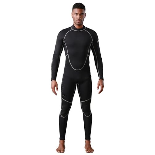 Herren-Neoprenanzug, 3 mm, Neopren, Ganzkörper-Tauchanzug, Neoprenanzug zum Tauchen, Schnorcheln, Surfen, Schwimmen (Schwarz, A, M) von Elaineeu