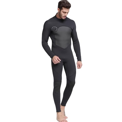 Herren-Neoprenanzug, 3 mm, kurzer Neoprenanzug, Ganzkörper-Tauchanzug, Reißverschluss hinten, zum Tauchen, Schnorcheln, Surfen, Schwimmen (Schwarz, XXXL) von Elaineeu