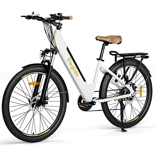 Eleglide T1 Step-Thru E-Bike, Elektrofahrrad 27.5'' Trekkingrad E-Cityrad mit 36V 13Ah Lithium-Akku bis zu 100KM Lange Range, 250W Motor, EU-konformes E Bike, LCD Display (Weiß) von Eleglide