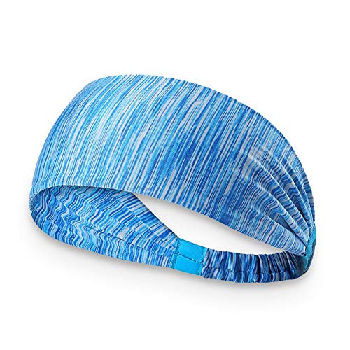 5 Farben Schweißband Stirnband Weiches, atmungsaktives Sport-Haarband zum Laufen Radfahren Klettern Joggen Polyesterfaser (Striped Blue) von Elelif