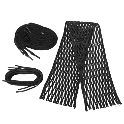 Elelif Lacrosse-Mesh-String, schwarzes Nylon, verschleißfest, Lacrosse-Mesh-Stück, gewebte String, leicht und tragbar für Zubehör von Elelif