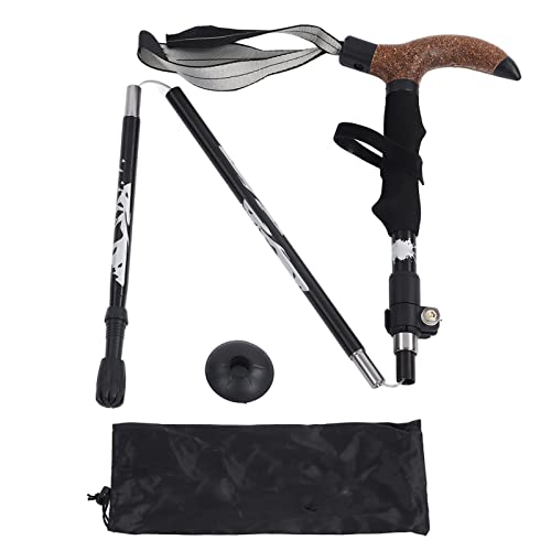 Trekkingstock, Wanderstock, Gehstock, Gehstock, 5-Fach gebogener Griff, Ultraleicht, für Outdoor-Aktivitäten (Black) von Elelif