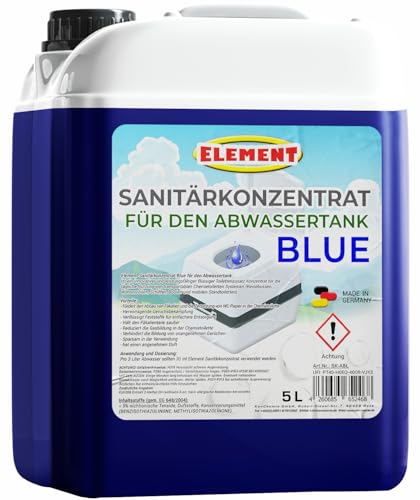 Sanitärflüssigkeit I Blue I Sanitärkonzentrat I 5 Liter I Campingtoilette Abwassertank I WC Sanitärflüssigkeit für Abwassertank der Campingtoilette I Sanitärzusatz I Toilettenzusatz Sanitärflüssigkeit I Blue I Sanitärkonzentrat I 5 Liter I Campingtoilette Abwassertank I WC Sanitärflüssigkeit für Abwassertank der Campingtoilette I Sanitärzusatz I Toilettenzusatz von Element