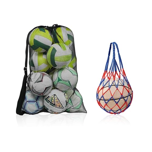 Elepl Extra Große Ballnetz Ball Aufbewahrung Ballnetz für 10 Bälle mit Kordelzug Netztasche Balltasche Fussball für Fußball Basketball Handball Volleyball (75 x 100 cm) von Elepl