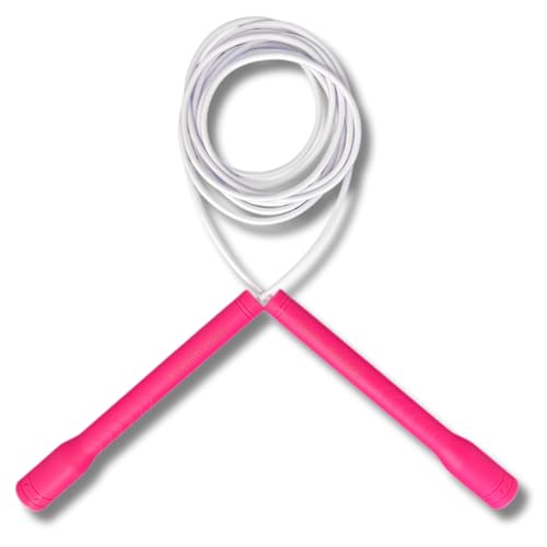 Elevate Rope Langer Griff Springseil - Verstellbares professionelles Springseil für Cardio, Double Unders und Freestyle - 3m Lang, 4mm Dick - Strapazierfähiges PVC mit Nylonkern (Rosa) von Elevate Rope