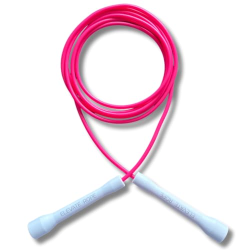 Elevate Rope Professionelles Speed Rope - 3m verstellbares Springseil, 5mm PVC mit Nylonkern für Cardio, Double Unders & Crossfit - Langlebiges Springseil für Indoor-/Outdoor-Training. (Rosa) von Elevate Rope