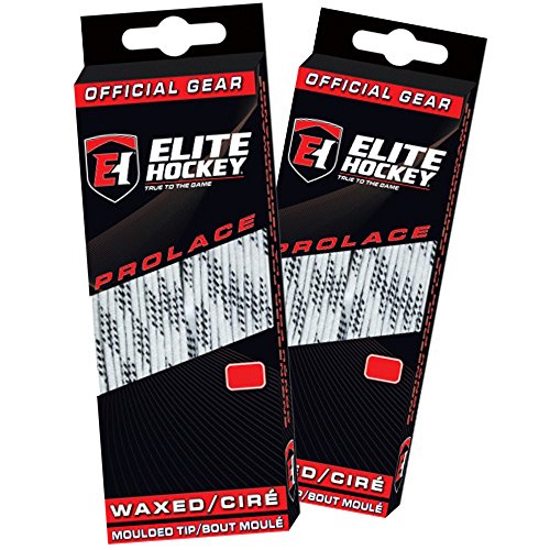 Elite Hockey Prolace gewachste Hockey-Schnürsenkel – Set mit 2 Paar (weiß, 330,2 cm) von Elite Hockey