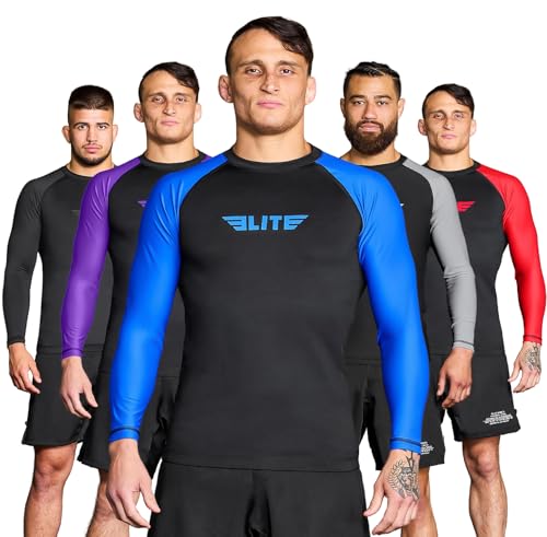 Elite Sports Langarm-Kompression, MMA, BJJ, No Gi, Crosstraining, Rashguard, Large, Blau Elite Sports Langarm-Kompression, MMA, BJJ, No Gi, Crosstraining, Rashguard, Large, Blau von Elite Sports