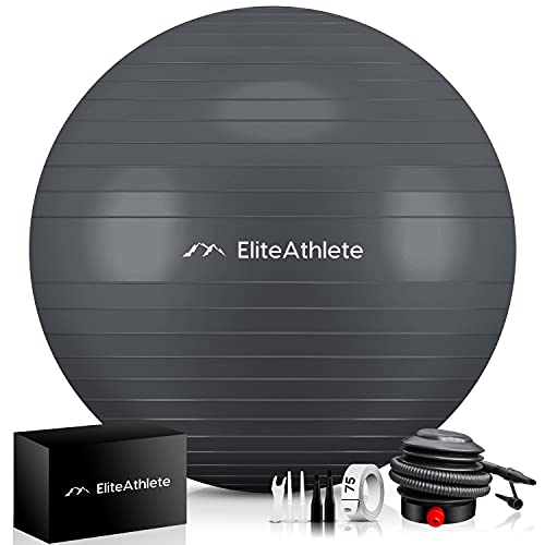 EliteAthlete Gymnastikball Sitzball Büro ergonomisch mit Anti Burst System - Fitness Pilates Schwangerschaft - Schwangerschaftsball Fitnessball Yogaball - Yoga Ball 55cm inkl. Luftpumpe EliteAthlete Gymnastikball Sitzball Büro ergonomisch mit Anti Burst System - Fitness Pilates Schwangerschaft - Schwangerschaftsball Fitnessball Yogaball - Yoga Ball 55cm inkl. Luftpumpe von EliteAthlete