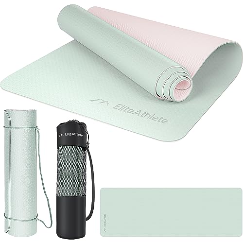 EliteAthlete Yogamatte - Sportmatte - Fitnessmatte - Gymnastikmatte gepolstert & rutschfest für Fitness, Pilates - Yoga Matte - 183 cm x 61 cm x 0.6 cm - Trainingsmatte inkl. Transportgurt + Tasche von EliteAthlete