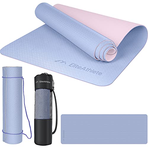 EliteAthlete Yogamatte - Sportmatte - Fitnessmatte - Gymnastikmatte gepolstert & rutschfest für Fitness, Pilates - Yoga Matte - 183 cm x 61 cm x 0.6 cm - Trainingsmatte inkl. Transportgurt + Tasche von EliteAthlete