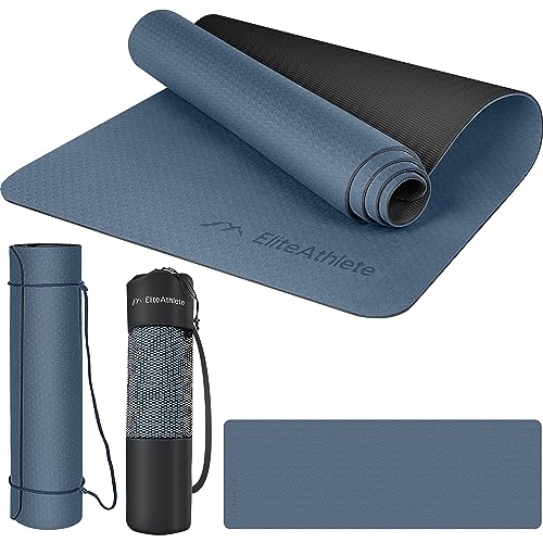 EliteAthlete Yogamatte - Sportmatte - Fitnessmatte - Gymnastikmatte gepolstert & rutschfest für Fitness, Pilates - Yoga Matte - 183 cm x 61 cm x 0.6 cm - Trainingsmatte inkl. Transportgurt + Tasche von EliteAthlete