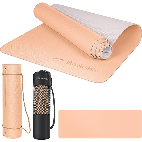 EliteAthlete Yogamatte - Sportmatte - Fitnessmatte - Gymnastikmatte gepolstert & rutschfest für Fitness, Pilates - Yoga Matte - 183 cm x 61 cm x 0.6 cm - Trainingsmatte inkl. Transportgurt + Tasche von EliteAthlete