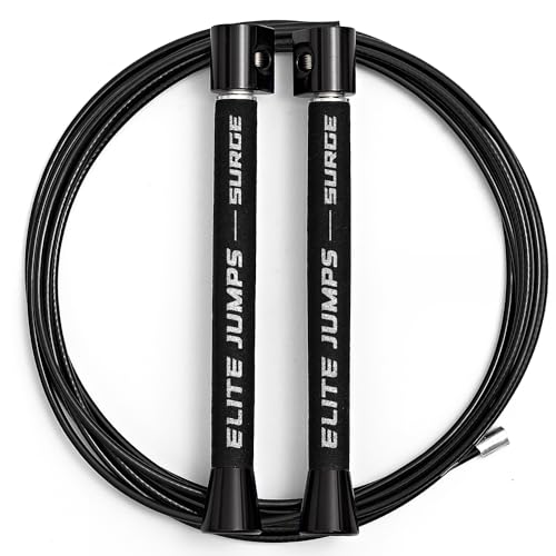 EliteSRSelbst Anpassen, Fast & Smooth 3/32" Nylon Coated Geschwindigkeit Springseil mit 1Oz Doppelkugellagern Aluminium Griff und Comfort Foam Grip schwarz Griffe EliteSRSelbst Anpassen, Fast & Smooth 3/32" Nylon Coated Geschwindigkeit Springseil mit 1Oz Doppelkugellagern Aluminium Griff und Comfort Foam Grip schwarz Griffe von EliteSRS