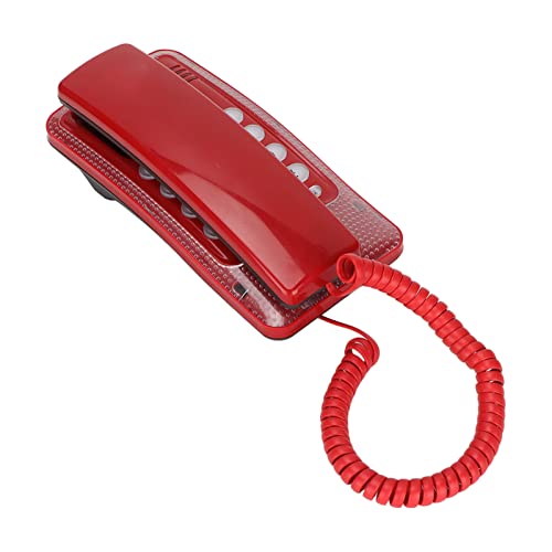 Elprico Wandmontiertes Telefon, Schnurgebundenes Telefon mit Wahlwiederholung, Schnellblitz-Stummschaltung, Festnetztelefon für das Home Hotel School Office(Rot) von Elprico