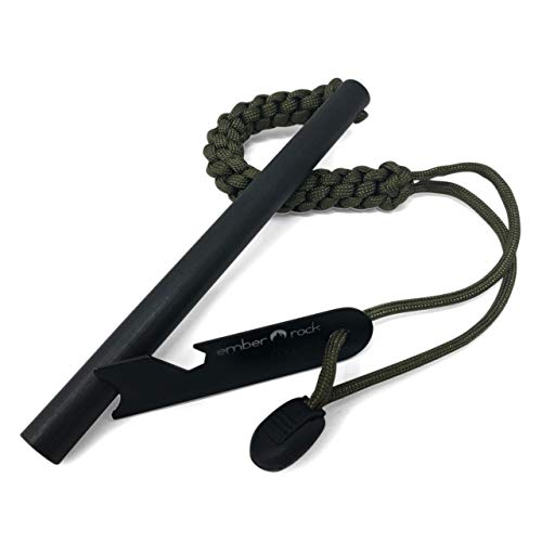 Ember Rock XXL Feuerstahl Feuerstarter - Riesiger Survival Ferrocerium Stab 152mm x 12,7mm - Paracord Lanyard mit Multi Tool Schaber von Ember Rock