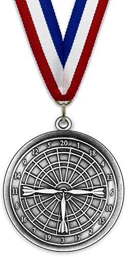 Emblemarket – Anpassbare Metallmedaille – Darts – Silber Farbe – 6,4 cm – Auswahl an Bändern enthalten Emblemarket – Anpassbare Metallmedaille – Darts – Silber Farbe – 6,4 cm – Auswahl an Bändern enthalten von Emblemarket