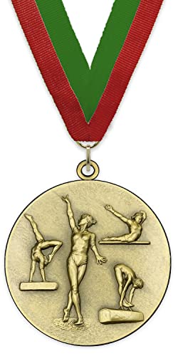 Emblemarket – Anpassbare Metallmedaille – Gymnastik der Frauen – Gold Farbe – 6,4 cm – Auswahl an Bändern enthalten Emblemarket – Anpassbare Metallmedaille – Gymnastik der Frauen – Gold Farbe – 6,4 cm – Auswahl an Bändern enthalten von Emblemarket