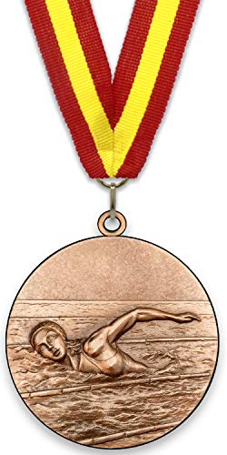 Emblemarket – Anpassbare Metallmedaille – Schwimmen der Frauen – Bronze Farbe – 6,4 cm – Auswahl an Bändern enthalten Emblemarket – Anpassbare Metallmedaille – Schwimmen der Frauen – Bronze Farbe – 6,4 cm – Auswahl an Bändern enthalten von Emblemarket