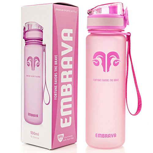 Embrava Beste Trinkflasche für den Sport - 500ml klein - umweltfreundlich & aus BPA-freiem Kunststoff - für Laufsport, Fitnessstudio, Outdoor-Aktivitäten und Camping - schneller Wasserdurchfluss von Embrava