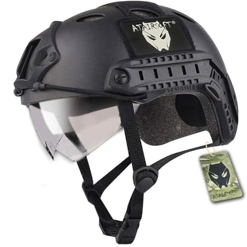 ATAIRSOFT Airsoft Helm Tactical SWAT Army Militärstil Helm PJ Typ Fast Combat mit Schutzbrille Airsoft Ausrüstung Maske für CQB Schießen Airsoft Paintball ATAIRSOFT Airsoft Helm Tactical SWAT Army Militärstil Helm PJ Typ Fast Combat mit Schutzbrille Airsoft Ausrüstung Maske für CQB Schießen Airsoft Paintball von ATAIRSOFT