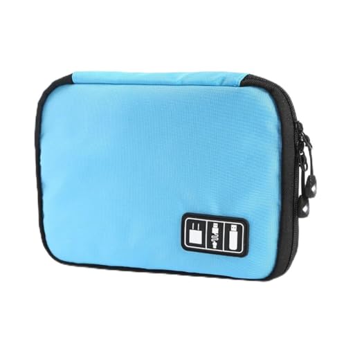 Halten Sie Ihre digitalen Geräte ordentlich organisiert mit dieser Tasche mit mehreren Fächern (hellblau) von Emiif