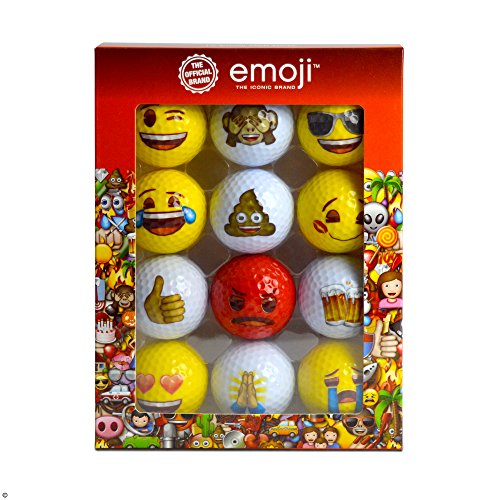 Second Chance Unisex – Erwachsene Offizielle Emoji Golfbälle (Packung mit 12 Stück), Rot, Einheitsgröße von Emoji