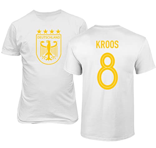Emprime Baski Deutschland Fußballnationalspieler Kroos #8 Fußballtrikot-Stil Shirt Herren Jugend T-Shirt (Weiß, M) von Emprime Baski