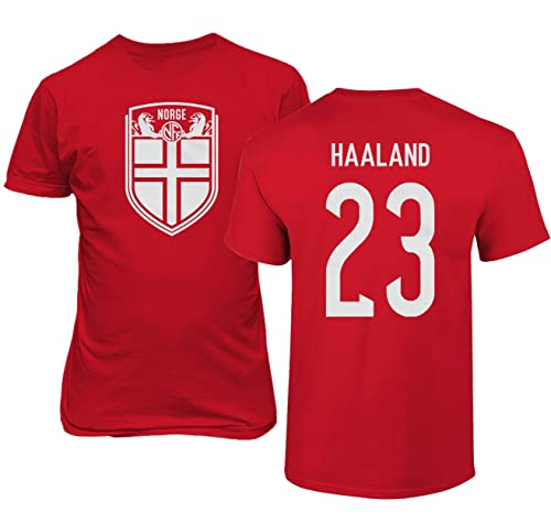 Emprime Baski Haaland Norwegen Fußball #23 Fußballtrikot-Stil Shirt Herren Jugend T-Shirt (Rot, YS) von Emprime Baski