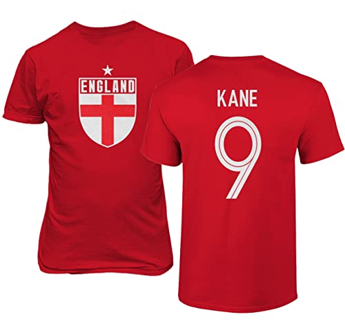 Emprime Baski Harry England Fußball Kane #9 Fußballtrikot-Stil Shirt Herren Jugend T-Shirt (Rot, 2XL) von Emprime Baski