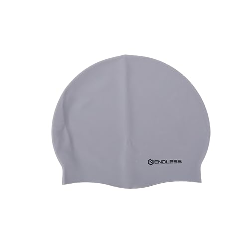 Endless EL1019 Classic Comfortable Plain Silicon Swimming Cap | Fully Elastic Waterproof Swimming Cap for Long and Short Hair with Thicker Edge | for Adults, Women and Men| Color:Silver| Free Size von Endless