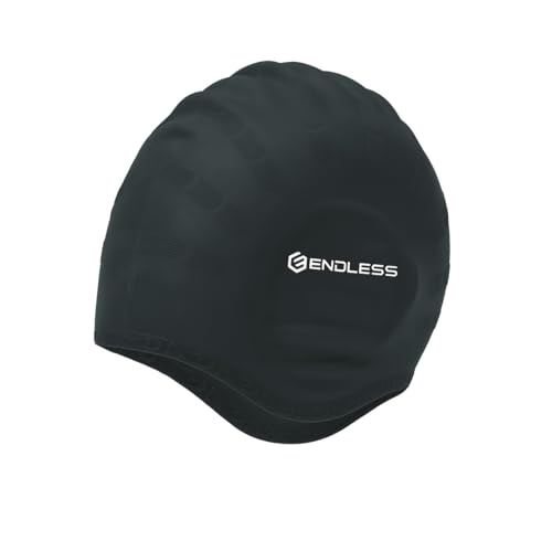 Endless EL1023 Comfortable Silicon Swimming Cap with Ergonomic Ear Pockets | Fully Elastic Waterproof Cap for Long and Short Hair with Thicker Edge | for Women and Men| Color:Black| Size: Free Size Endless EL1023 Comfortable Silicon Swimming Cap with Ergonomic Ear Pockets | Fully Elastic Waterproof Cap for Long and Short Hair with Thicker Edge | for Women and Men| Color:Black| Size: Free Size von Endless