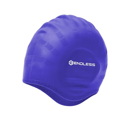 Endless EL1023 Comfortable Silicon Swimming Cap with Ergonomic Ear Pockets | Purple | Material : Silicon | Fully Elastic Waterproof Cap for Long and Short Hair with Thicker Edge | for Women and Men von Endless