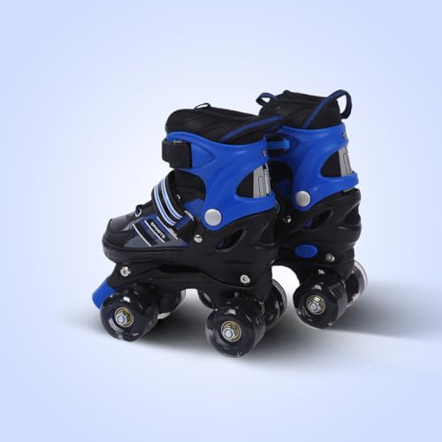 Endless EL1029 Adjustable Roller Skates Medium Size 34 EUR (UK 1.5) - 38 EUR (UK 5) for 6 to 12 Years | Blue | Strong Chassis and 70 mm PU Four Flashing Wheels | ABEC 7 Bearings | Indoor and Outdoor von Endless