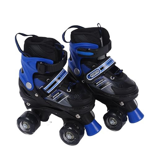 Endless EL1029 Adjustable Roller Skates Medium Size 34 EUR (UK 1.5) - 38 EUR (UK 5) for 6 to 12 Years | Blue | Strong Chassis and 70 mm PU Four Flashing Wheels | ABEC 7 Bearings | Indoor and Outdoor von Endless