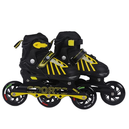 Endless EL1031 Inline Adjustable Skates Small Size 29 EUR (UK 11.5) - 33 EUR (UK 2) for 3 to 6 Years | Yellow | Aluminium Chassis and 100 mm PU Three Wheels | With ABEC 9 Bearings | Indoor and Outdoor von Endless