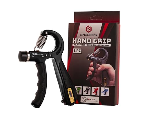 Endless EL1041 Adjustable Hand Grip Strengthener from 5 Kg to 60 Kg Resistance Level with Counter| Exercise Equipment to Use in Home and Gym for Forearm and Finger Power Gripper Exercises|Color: Black Endless EL1041 Adjustable Hand Grip Strengthener from 5 Kg to 60 Kg Resistance Level with Counter| Exercise Equipment to Use in Home and Gym for Forearm and Finger Power Gripper Exercises|Color: Black von ENDLESS