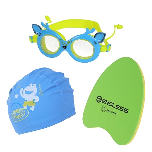 Endless Kids Swimming Adventure Set – Fun Goggles, Playful Cap & Sturdy Kickboard| Anti-Fog, UV Protection | Cartoon Printed | Durable|Ideal for Boys & Girls | Perfect for Swim Lessons & Pool Playtime von Endless