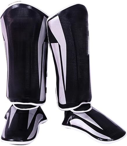 Endless Martial Arts Shin Guards | Black, Size L| Material: ‎Faux Leather | Adjustable Thai Leg Guards with Instep Protection for Kickboxing/MMA Training and Sparring von Endless