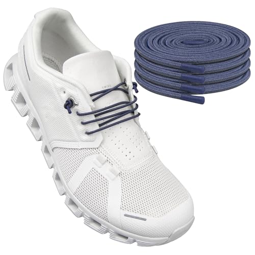 Endoto 2 Paare Elastische Ohne Binden Schnürsenkel für ON Cloud 5 Running Schuhe, Ersatz Rund Dehnbare Gummi Laces Schuhbänder Shoelaces für On Laufschuhe(Marineblau, 22 Zoll) von Endoto
