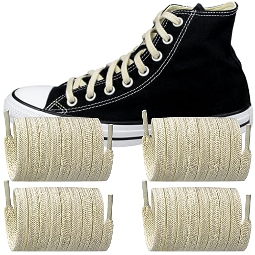 Endoto 2 Paare Ersatz Flache Schnürsenkel für Converse Sneaker Schuhe, Breite Schuhbänder Shoelaces Laces(Beige,54 Zoll) von Endoto