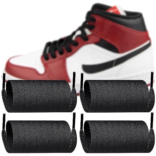 Endoto 2 Paare Schnürsenkel für Air Jordan 1/2/3/4/5/6/7/8 Sneaker Schuhe, Schuhbänder Ersatz Flache Breit Polyester, Flat Shoelaces Laces (Schwarz, Größe: 55 Zoll) von Endoto