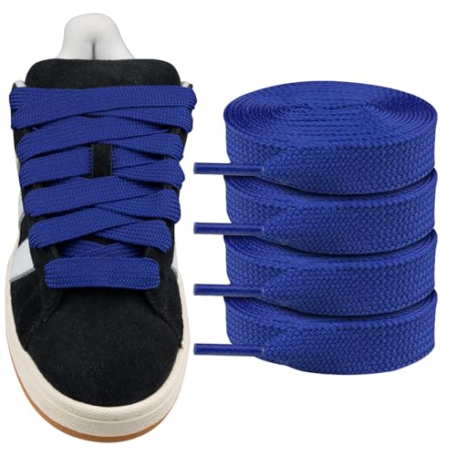 Endoto 2 Paare Schnürsenkel für Adidas Campus 00s Sneaker schuhe, 16MM Flache Dicke Breite Schuhbänder Ersatz Shoelaces Laces (Blau,63 Zoll von Endoto