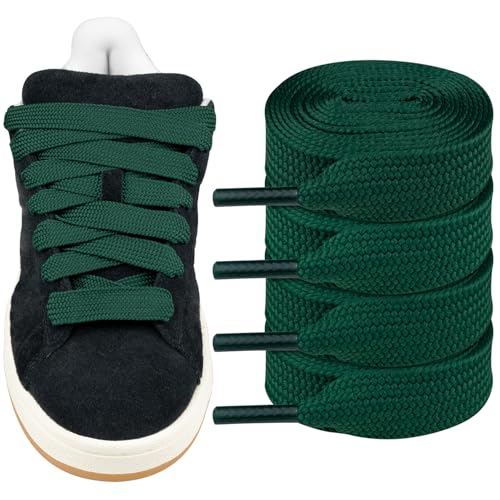 Endoto 2 Paare Schnürsenkel für Adidas Campus 00s Sneaker schuhe, 16MM Flache Dicke Breite Schuhbänder Ersatz Shoelaces Laces (Grün,54 Zoll von Endoto