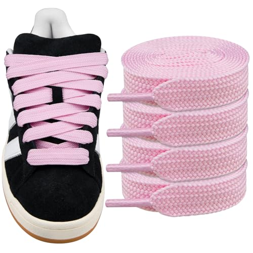 Endoto 2 Paare Schnürsenkel für Adidas Campus 00s Sneaker schuhe, 16MM Flache Dicke Breite Schuhbänder Ersatz Shoelaces Laces (Rosa,54 Zoll von Endoto