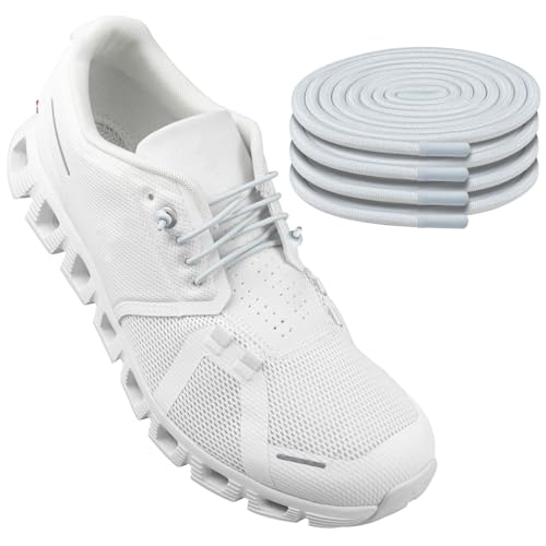 Endoto 2 Paare Schnürsenkel für ON Cloud 5 & 6 Running Schuhe, Ersatz Elastische Ohne Binden Gummi Laces Schuhbänder Shoelaces für On Laufschuhe (Gletscher, 26 Zoll) von Endoto